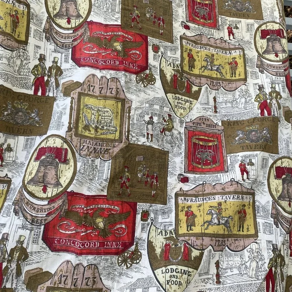 Colonial Print Twin Bedspread Coverlet Thin Americana Homemade Farmhouse